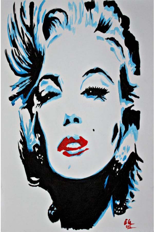 Marilyn Monroe: Used acrylics and watercolors on a 20x24 canvas. 


