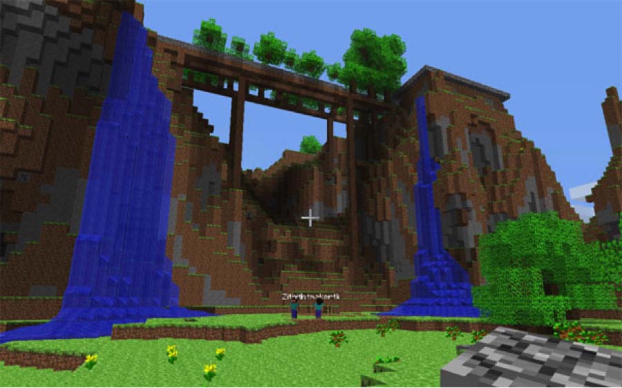 A scene from the game, Minecraft.