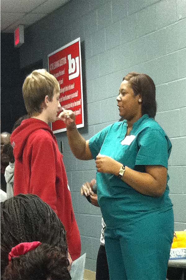 Students were given the vaccine in the AV room.