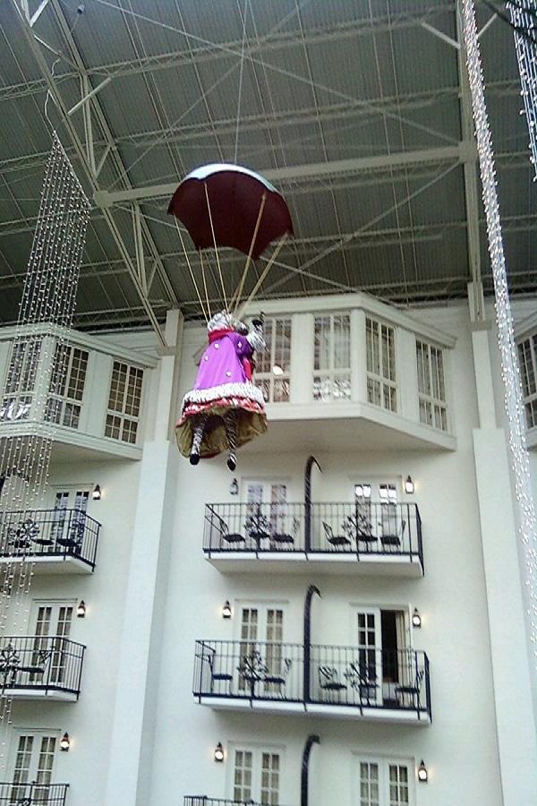 This stuffed zebra parachuting from the ceiling in a pink dress at the Opryland Hotel in Nashville would be distracting to anyone, let alone someone with ADD.