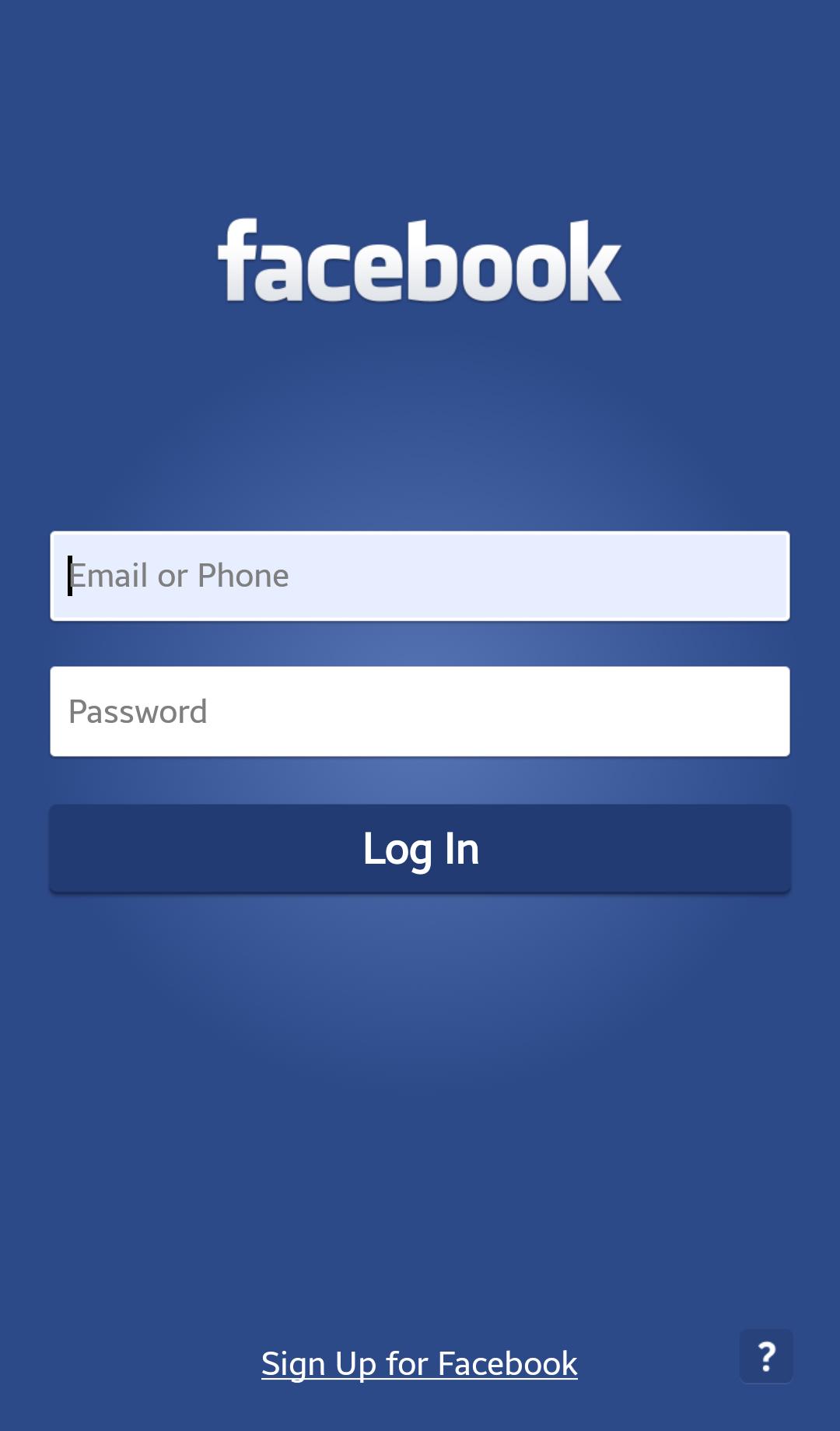 Facebook log in