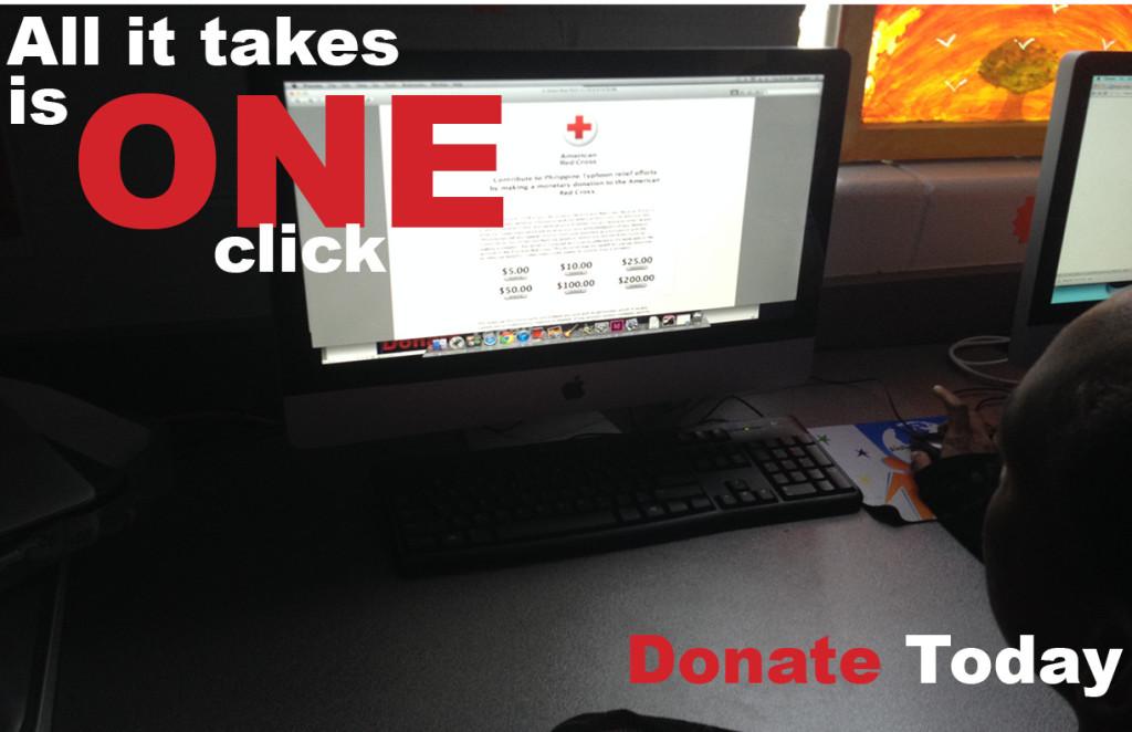 A student at Bob Jones High School donates, through iTunes, to the American Red Cross for the Philippines disaster relief effort.