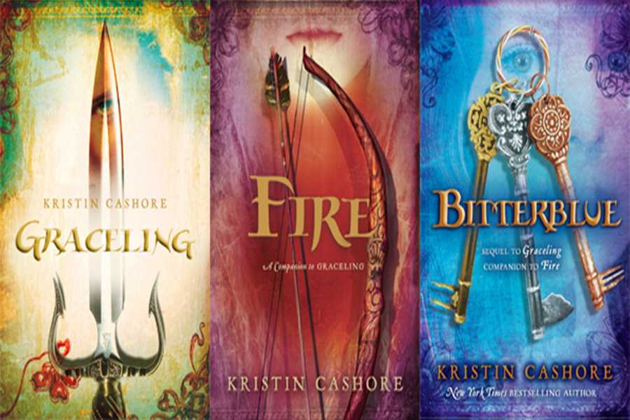 All three books of the Graceling Realm series.