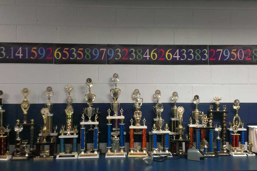 Math Trophys Proudly Displayed in Mrs. Coxs Room