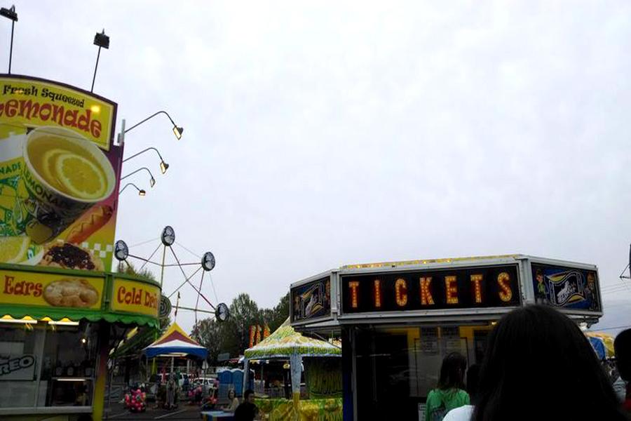 The first stop of attendees, to purchase tickets to get onto the rides. The majority taking four for admission.
