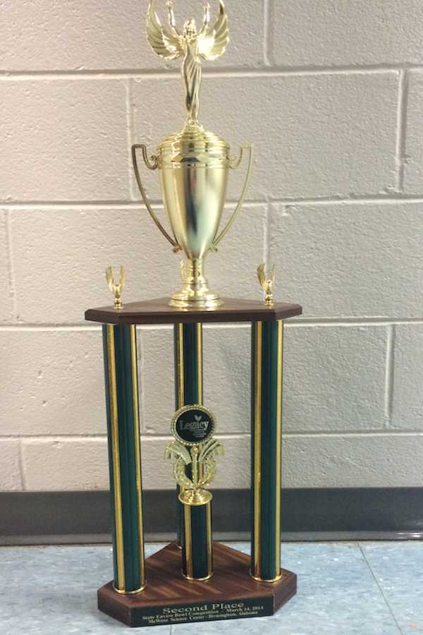 The Envirobowl teams trophy commemorating their second place finish in the state competition