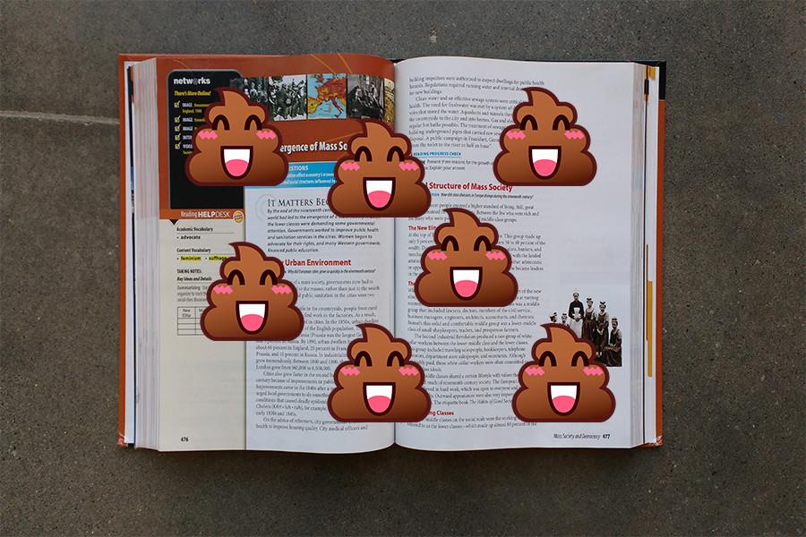 Textbook poop emoji