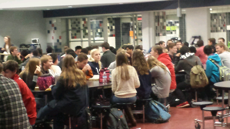 Crowded fourth lunch tables, soon to be fixed