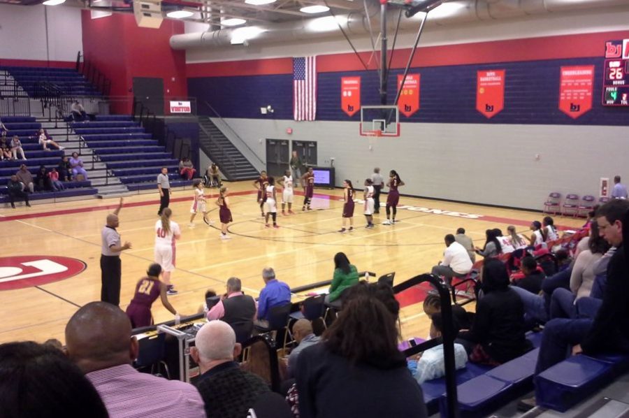 The girls varsity team facing the Madison Academy Mustangs on January 24th.