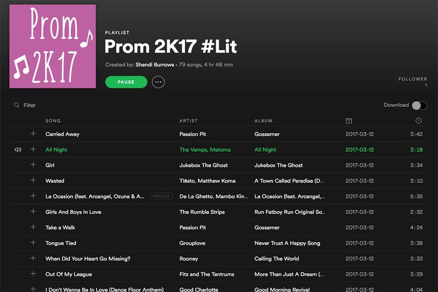 Prom Playlist 2K17 Patriot Pages
