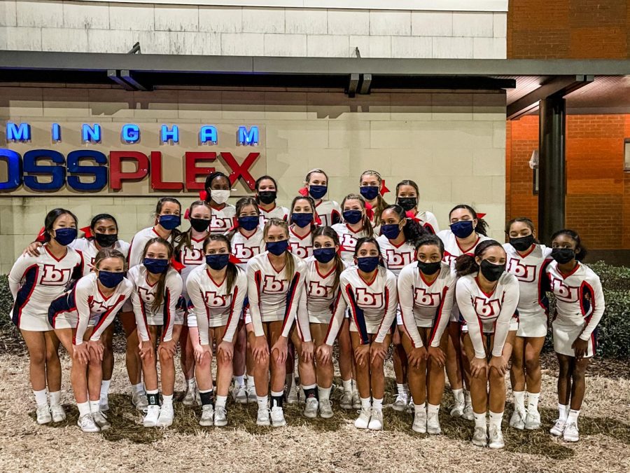 Bob Jones Competition Cheer team at State on February 4th, 2021