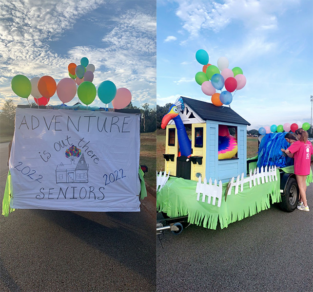 The senior SGA parade float, themed after the movie Up!. Photographed by Shirley Yeeda.